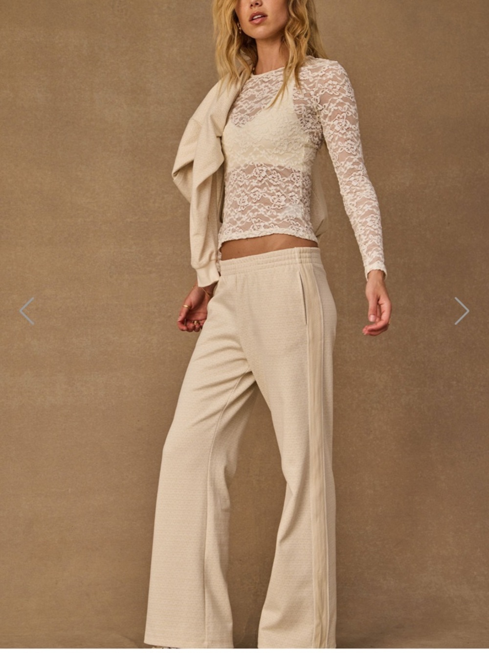 The Upside Navar Marnie Cream Wide Leg Pants NWT Size Small